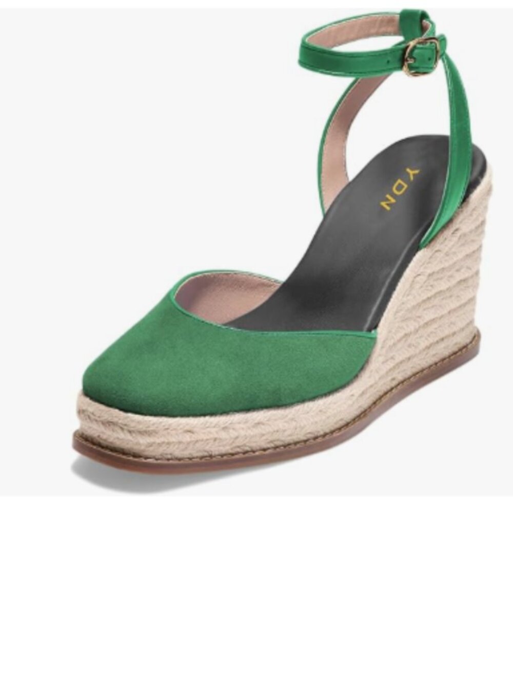 YDN Green Platform Square Toe Pumps High Wedge Heels D'orsay Sandals Shoes - Picture 1 of 8